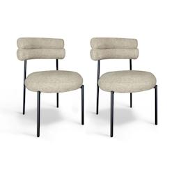 Now's Home - Lot 2 Chaises En Tissu Tweed Beige Et Metal Noir - 3256390252926_0