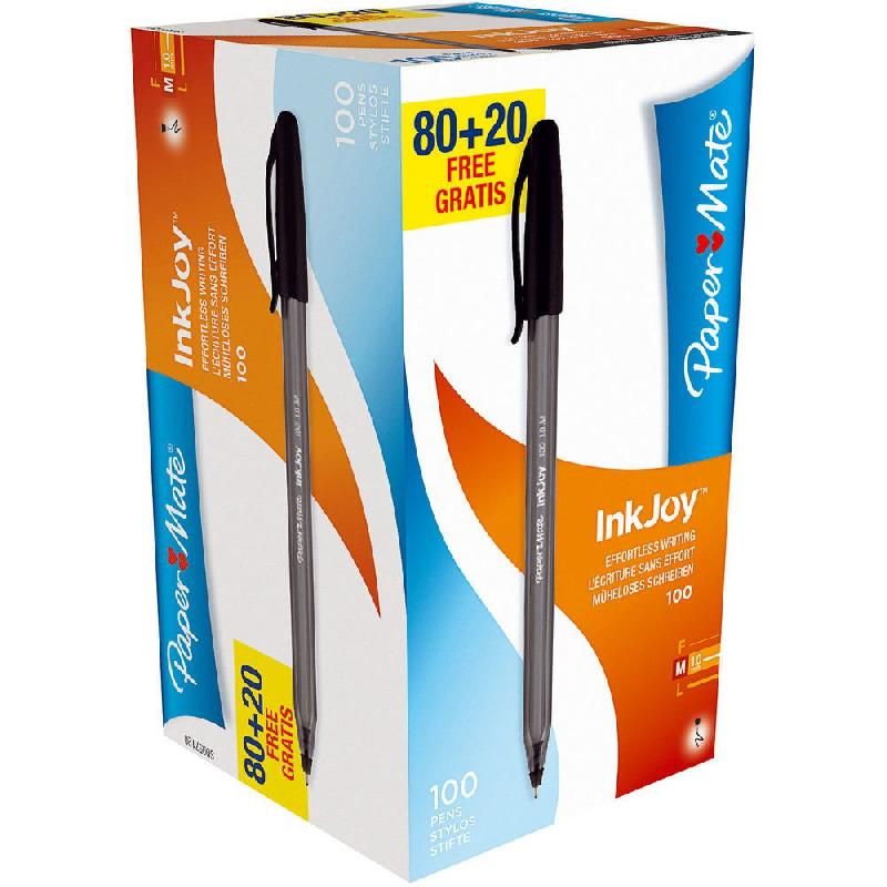 PAPER MATE STYLO BILLE PAPER MATE® INKJOY™ NOIR (PACK DE 100 (80 + 20 GRATUITS))