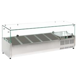 Réfrigérateur d'ingrédients avec vitrine pour 5 bacs gn 1/4 - 1200x335x440 mm - 160 W 230/1V - 7514120V Eurast - inox 7514120V_0