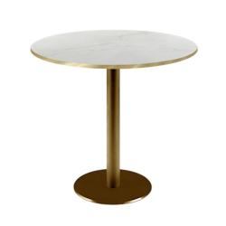 Restootab - Table Ø70cm Rome bistrot marbre translucide - blanc fonte 3701665200800_0