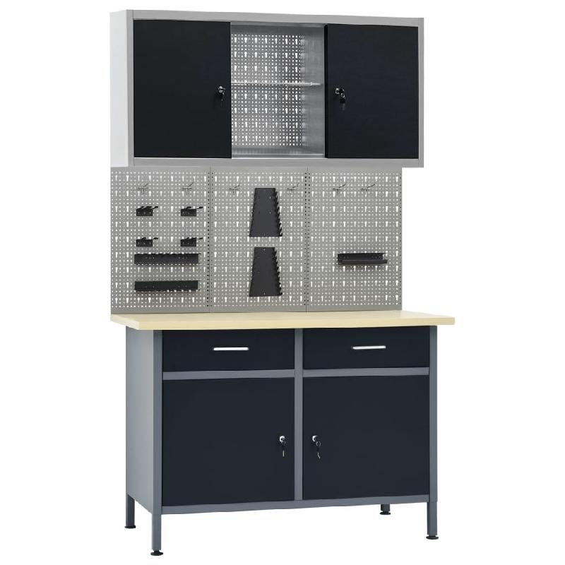 Vidaxl établi avec 3 panneaux muraux et 1 armoire 3053433_0