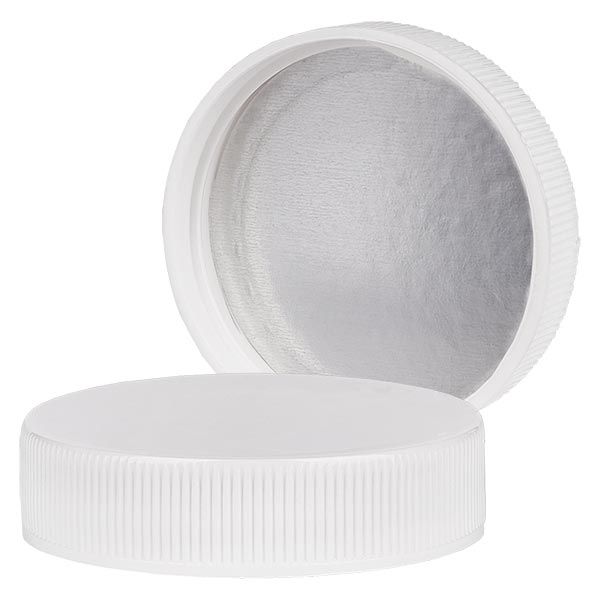 104805 - Bouchon à vis en verre et plastique - Filetage 45 mm - Blanc avec joint PE et opercule IHS auto-scellant_0