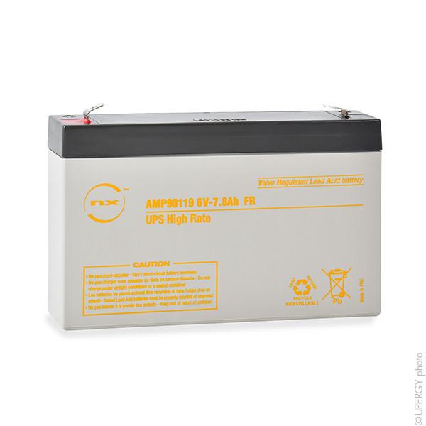 Batterie pour onduleur (UPS) NX 7.8-6 UPS High Rate - 6V 7.8Ah - Connectique F6.35 - Bac FR_0