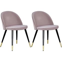 Chaise en velours avec pieds en acier cuivrés Velvet (Lot de 2) Venture Home - rose 3700866352554_0