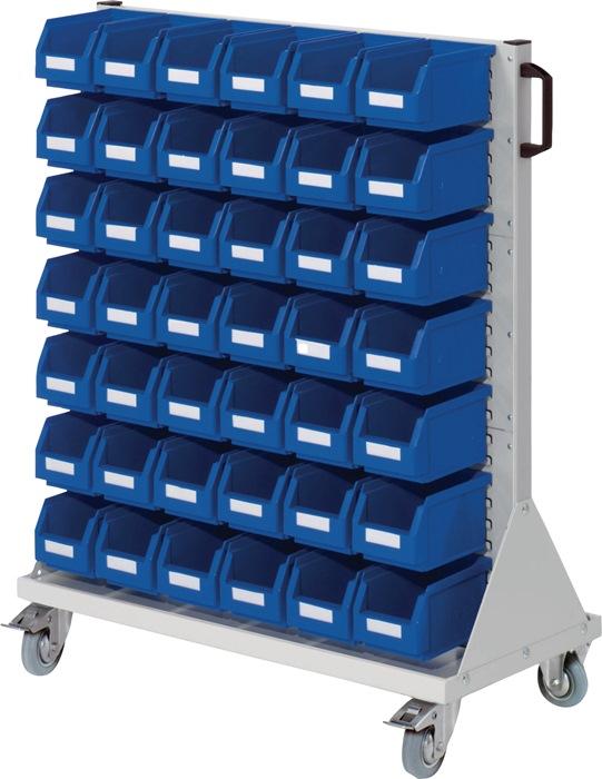 Chariot manuel à roulettes RasterMobil H1230xl1000xP500mm - Boîtes taille 42 et taille 6 - Bleu - RASTERPLAN_0