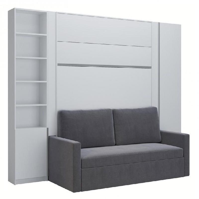 COMPOSITION LIT ESCAMOTABLE 140 BLANC MAT DJUKE SOFA CANAPÉ GRIS 2 COLONNES_0