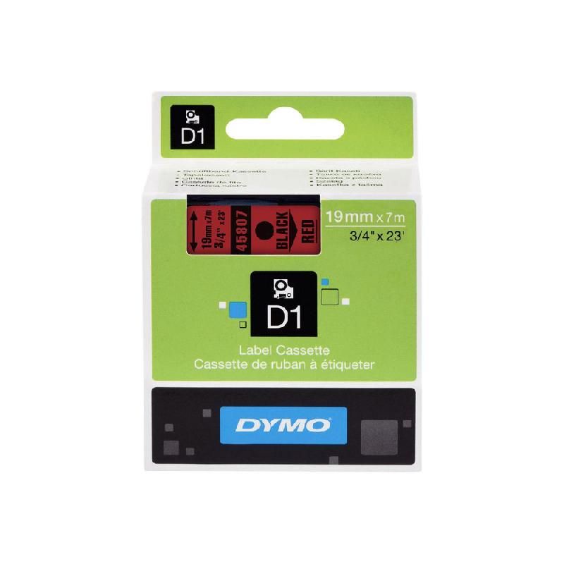 DYMO RUBAN TITREUSE DYMO D1 - ÉCRITURE NOIR / FOND ROUGE - 19 MM X 7 M - MODÈLE S0720870