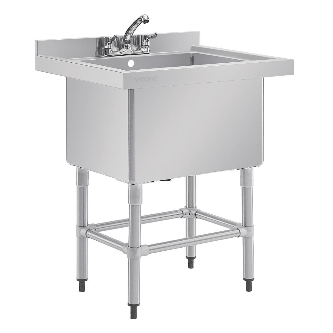 Évier profond en inox - Vogue - capacité 100 litres - avec dosseret et pieds réglables_0