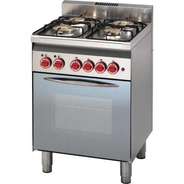 Fourneau 4 feux gaz sur four électrique à convection 60/60CFGE, gril électrique, porte vitrée, P 600 mm_0