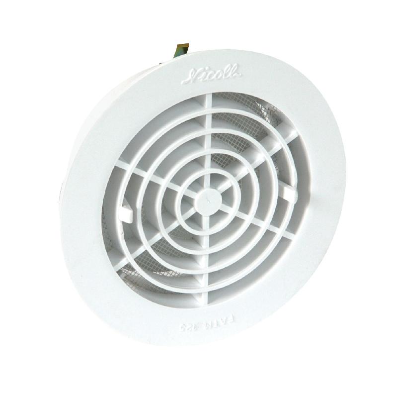 Grille de ventilation à encastrer aération intérieur à fermeture pvc d 125mm blanc - NICOLL - 1fatm125 - 408822_0
