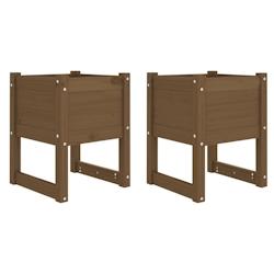 Helloshop26 - Jardinière bac lit surélevé plantes fleurs jardin terrasses lot de 2 40 x 40 x 52,5 cm bois massif de pin marron 02_0038963 - 3000218_0