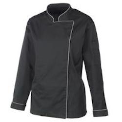 METRO Professional - Veste de cuisine femme XL - Noir/Gris - Polyester/Coton - Manches longues avec boutons-pression et poche crayon_0