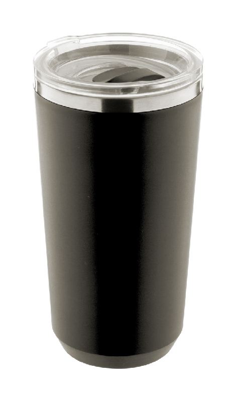Mug thermos - isotherme en acier inoxydable à double paroi - 500 ml - couleur noire_0