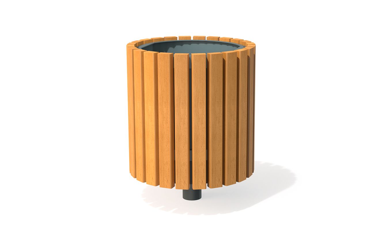 Parque - Poubelle publique Larus - 60L - ligne fonctionnelle en acier et bois FSC_0