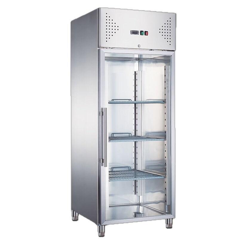 Romux® Armoire Réfrigérée Négative 1 Porte Vitrées 68 cm avec Refroidissement Froid Ventilé en Acier Inox Capacité de 600 L - 3 Étagères et_0