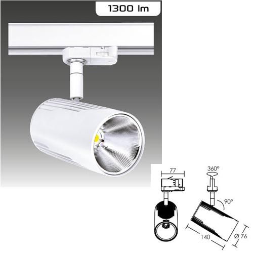 Spot blanc Lumi 3 LED 15W 4000K 32° - pour rail 3 allumages - Aric_0