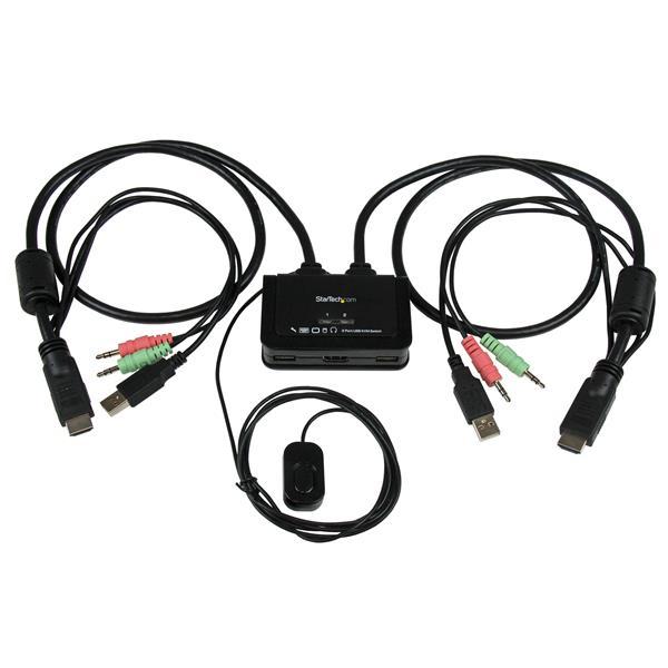 StarTech.Com Switch Commutateur KVM 2 Ports USB, HDMI avec Audio et Câbles pour 2 PC sur 1 écran - Auto Alimenté_0