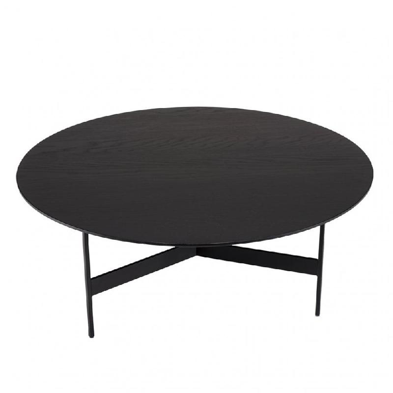 Table basse ronde DILA - 78 cm - pieds métal en fer - plateau MDF plaqué chêne - finition vernis nitrocellulosique_0