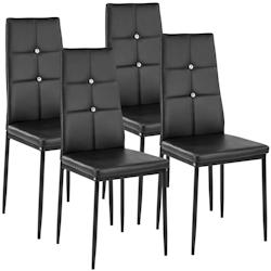 Tectake Ensemble 4 chaises de salle à manger aspect cuir à paillettes noir - 402545 - noir matière synthétique 402545_0