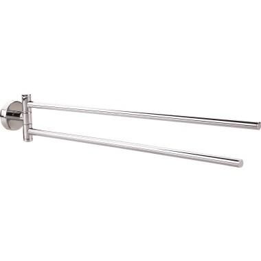 Tesa Smooz - Porte-serviettes double - Design classique avec 2 barres pivotants en métal chromées, arrondi - Montage simple - 112 mm x 640 mm x 50 m_0