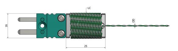 Thermocouple filaire à poignée aluminium - câble téflon torsadé PFA - Type K, J, T - TC02_0