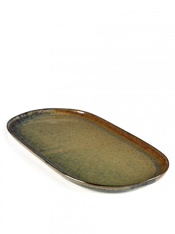 ASSIETTE PLATE OVALE INDI GREY GRÈS 35,5X17 CM SURFACE SERAX