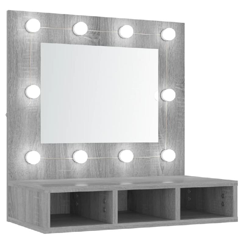 Armoire à miroir avec LED - 60 x 31,5 x 62 cm - Gris - Modes d'installation flexibles_0