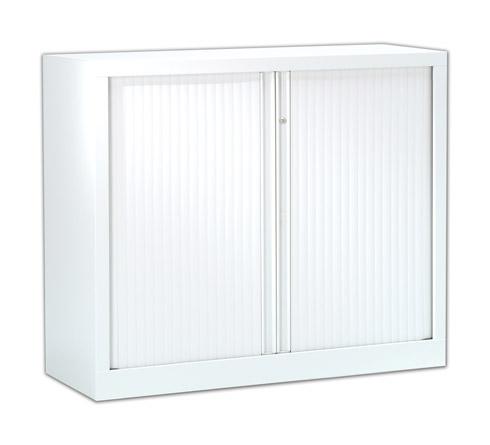 ARMOIRE HAUTEUR COMPTOIR À RIDEAUX MONOBLOCS ECO-CONÇUES 100 X 120 CM BLANC-BLANC