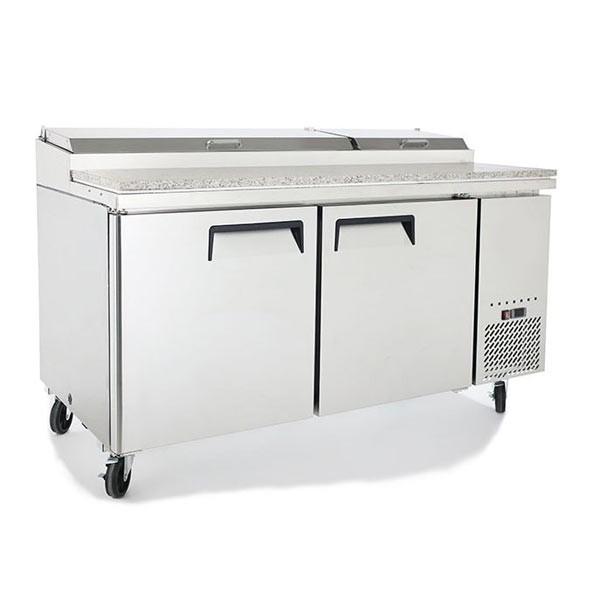 At-mpf8202 - table de préparation à pizza 2 portes - capacité 570L - plan polyéthylène ou granit - température +1/+8°C_0