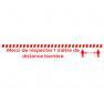 Bande signalétique vinyle 15x100 - Merci de respecter distances barrières + picto - Texte rouge sur fond blanc - Signalétique de sol antidérapante - Réf.494042_0