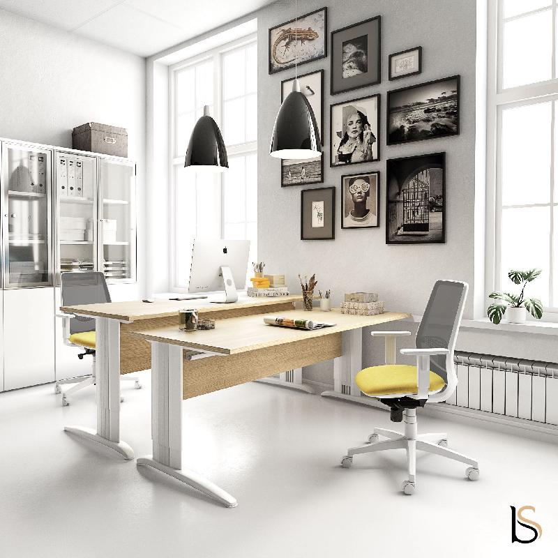 Bureau réglable en hauteur Sigma - Mobel Linea - Argent Ral 9006, 160_0