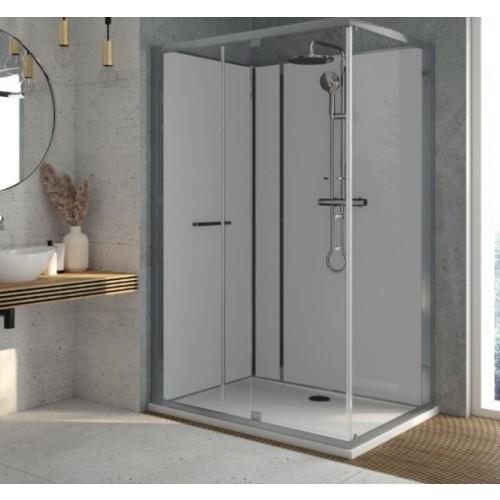 CABINE DE DOUCHE 160 X 80 CM À PORTE PIVOTANTE + PARTIE FIXE - KARA MINÉRAL 2 LEDA