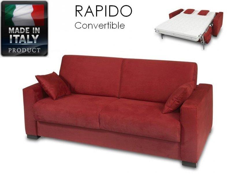 Canapé express 4 places Dreamer convertible lit 160x197 cm - microfibre bordeaux - matelas Excellence Literie 16 cm_0
