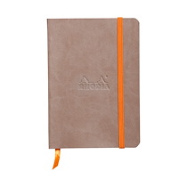 CARNET BROCHÉ SOUPLE RHODIARAMA TAUPE - 10,5 X 14,8 CM - LIGNÉ - 144 PAGES