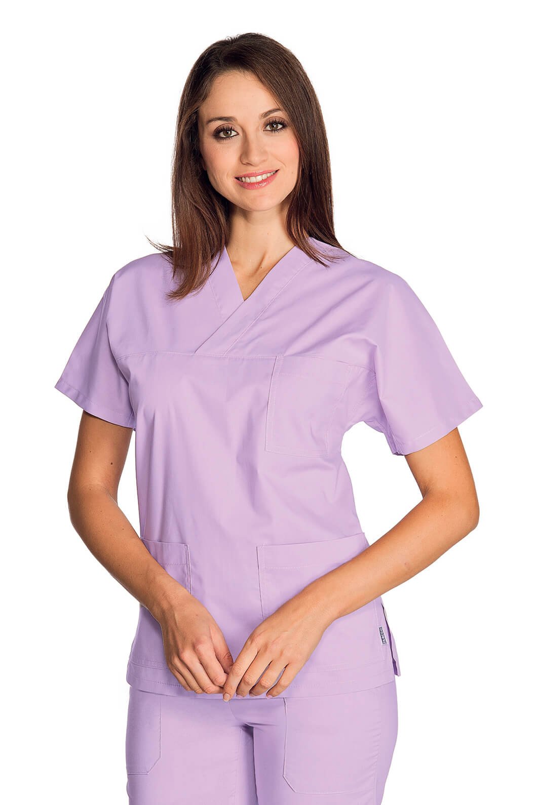 CASAQUE MÉDICALE COL EN V 100% COTON UNISEXE LILAS