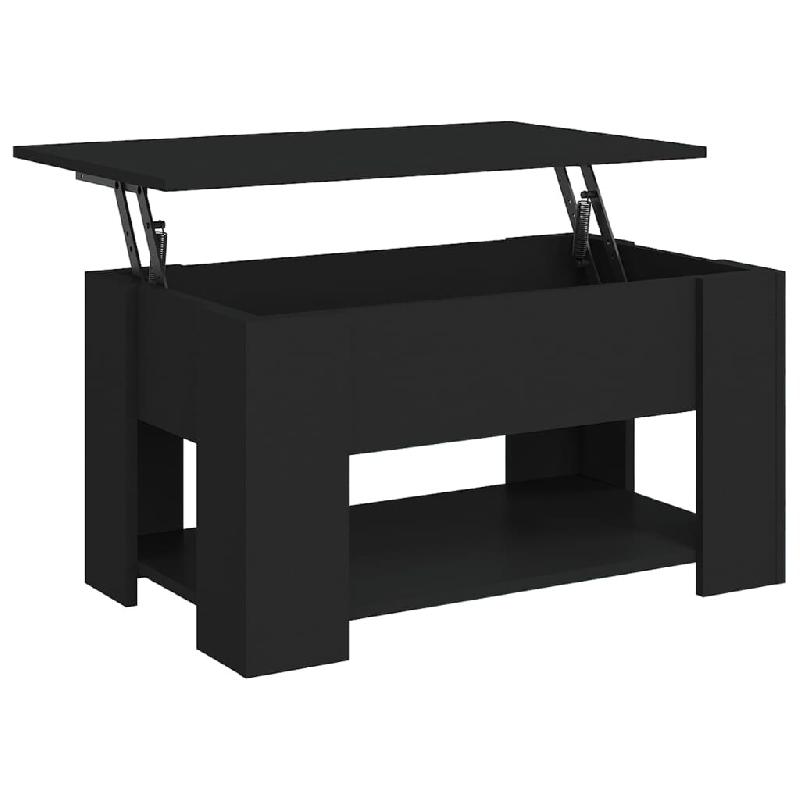 Décoshop26 - Table basse avec plateau relevable design moderne et contemporaine 79 x 49 x 41 cm bois d'ingénierie noir DEC039749 - noir Bois massif_0