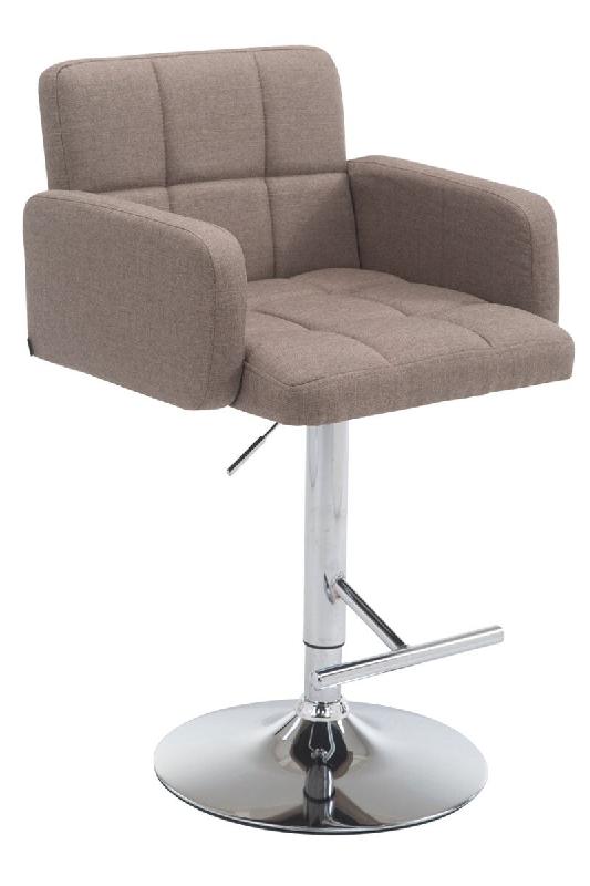 Décoshop26 - Tabouret de bar x1 avec accoudoirs et repose-pieds en tissu couleur taupe cadre en métal chromé 10_0006892 - métal 3000265823991_0