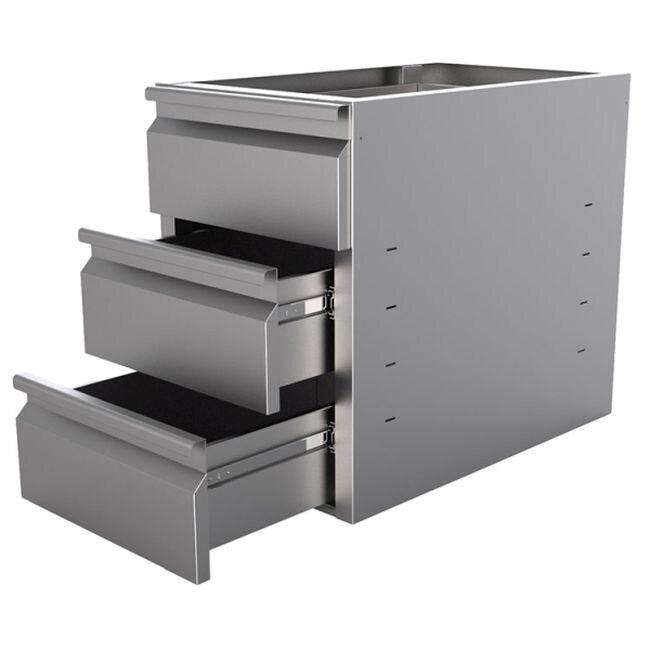 Gastro-Inox Module à tiroirs avec 3 tiroirs en inox 400x680x550mm - inox 7445908410491_0