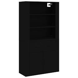HELLOSHOP26 - Buffet bahut commode armoire meuble de rangement organisateur cuisine salle de séjour salon haut bois d'ingénierie noir 02_0035141 - n_0