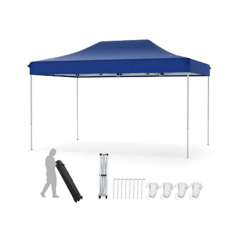 Helloshop26 - Tonnelle de jardin 445 x 300 cm portable avec montages rapides 3 hauteurs ajustables en tissu oxford bleu marine 20_0014431 - bleu méta_0