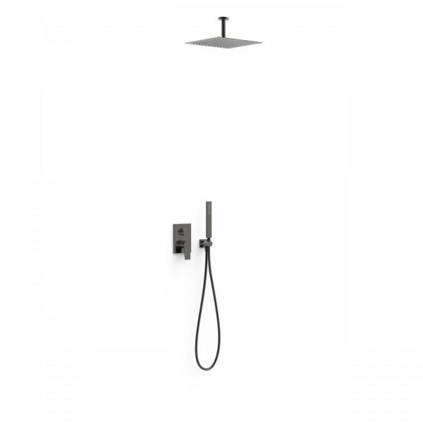 KIT DE DOUCHE ENCASTRÉ RAPID-BOX NOIR MÉTALLISÉ BROSSÉ - TRES 21128003KMB