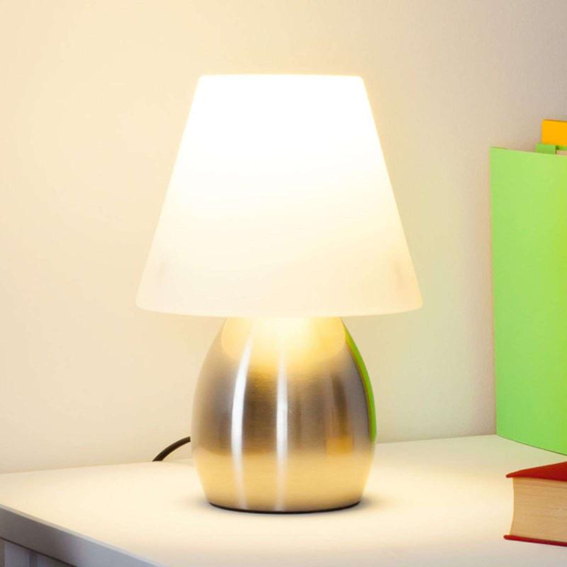 LINDBY LAMPE DE TABLE DÉCORATIVE EMILAN, VERRE, BLANC/NICKEL