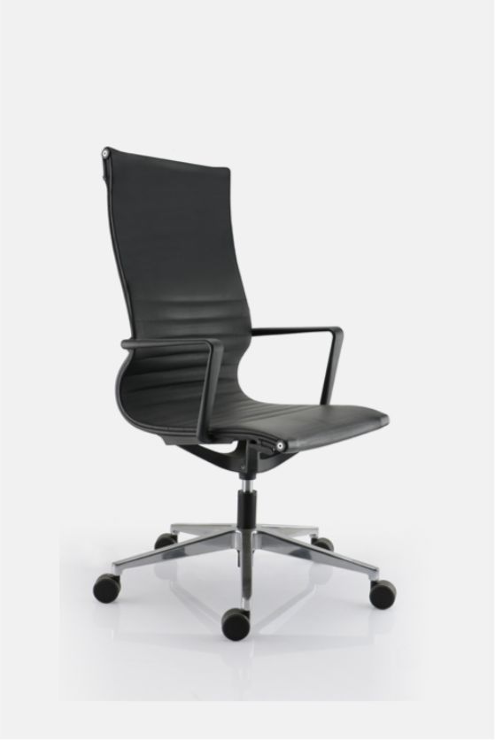 Luma siège - Fauteuil visiteur conférence en résille ou cuir noir - Confort et élégance_1