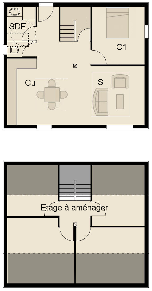 Maison à ossature en bois à étage - Optimale 5 en kit - Surface brute de 84,01 m² - Toit double pente - Accessibilité PMR_1