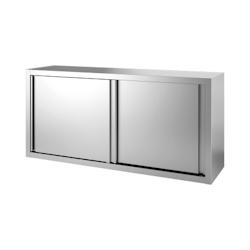 Meuble suspendu, portes coulissantes - L 1600 x P 400 mm - inox MHC-16_0