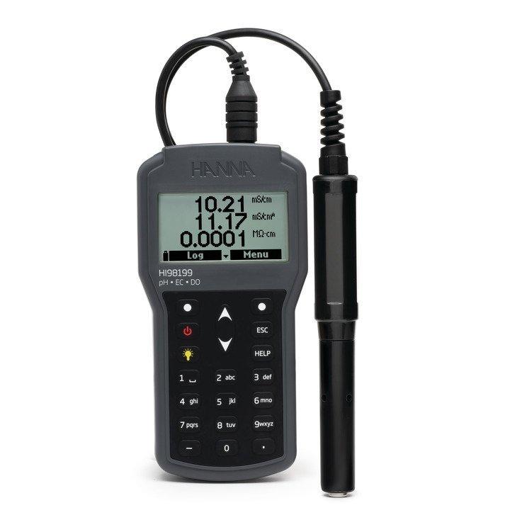 Multiparamètre portatif pH/EC/OD avec électrode pH HI829113, connecteur Quick DIN, câble 4 m - HI98199_0