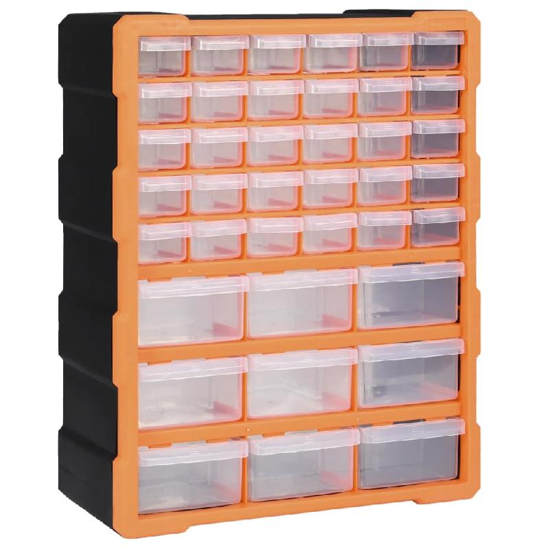 Organisateur multi-tiroirs avec 39 tiroirs - 47 cm - 30 petits tiroirs et 9 moyens - Plastique résistant aux chocs_0