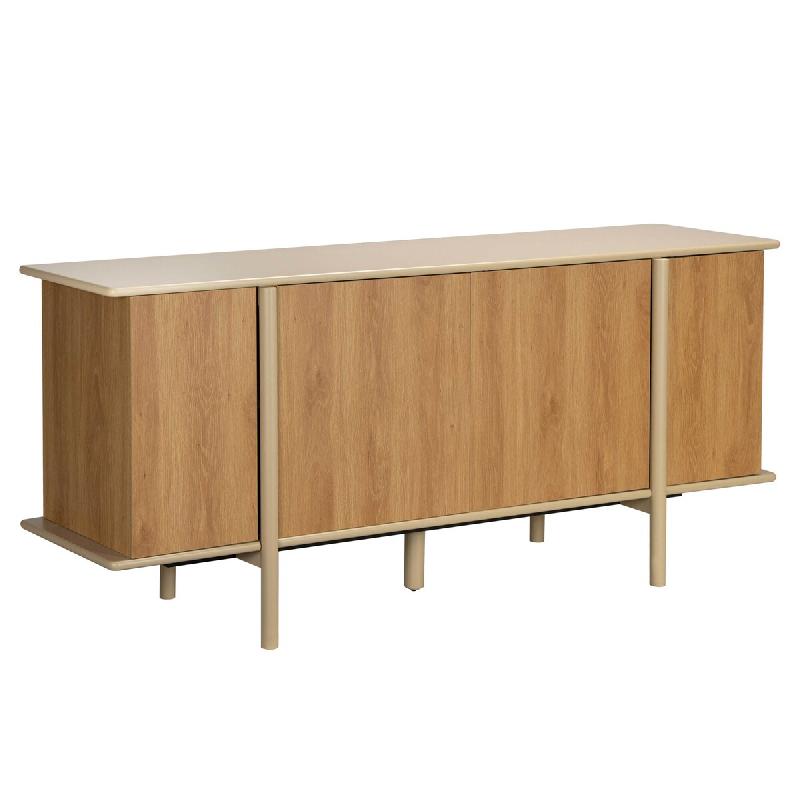 Oviala Business Buffet effet bois 4 portes 180 cm crème - beige Bois manufacturé 115515_0