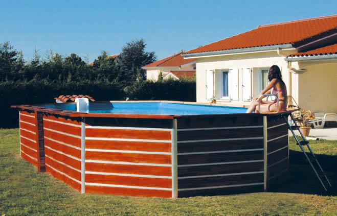 Grande Piscine hors sol Rectangulaire - PVC et CHANVRE - Cour et Jardin