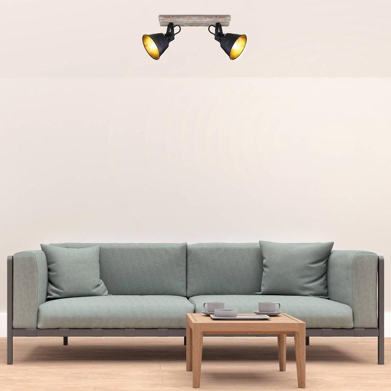 GLOBO PLAFONNIER GÜNTHER EN MÉTAL, NOIR, 2 LAMPES